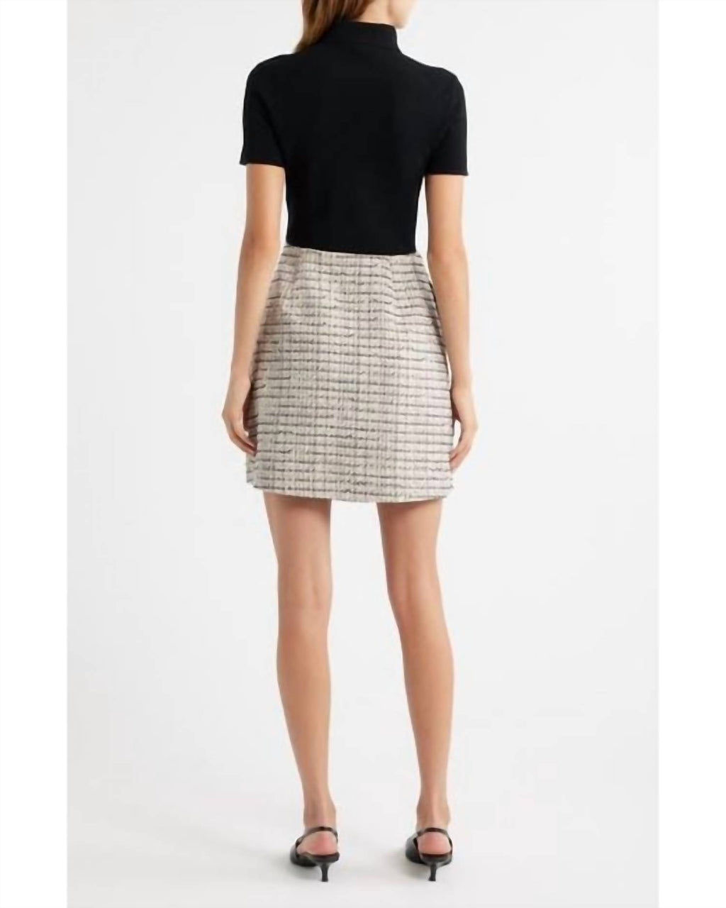 Theory - Short-sleeve Combo Mini Dress