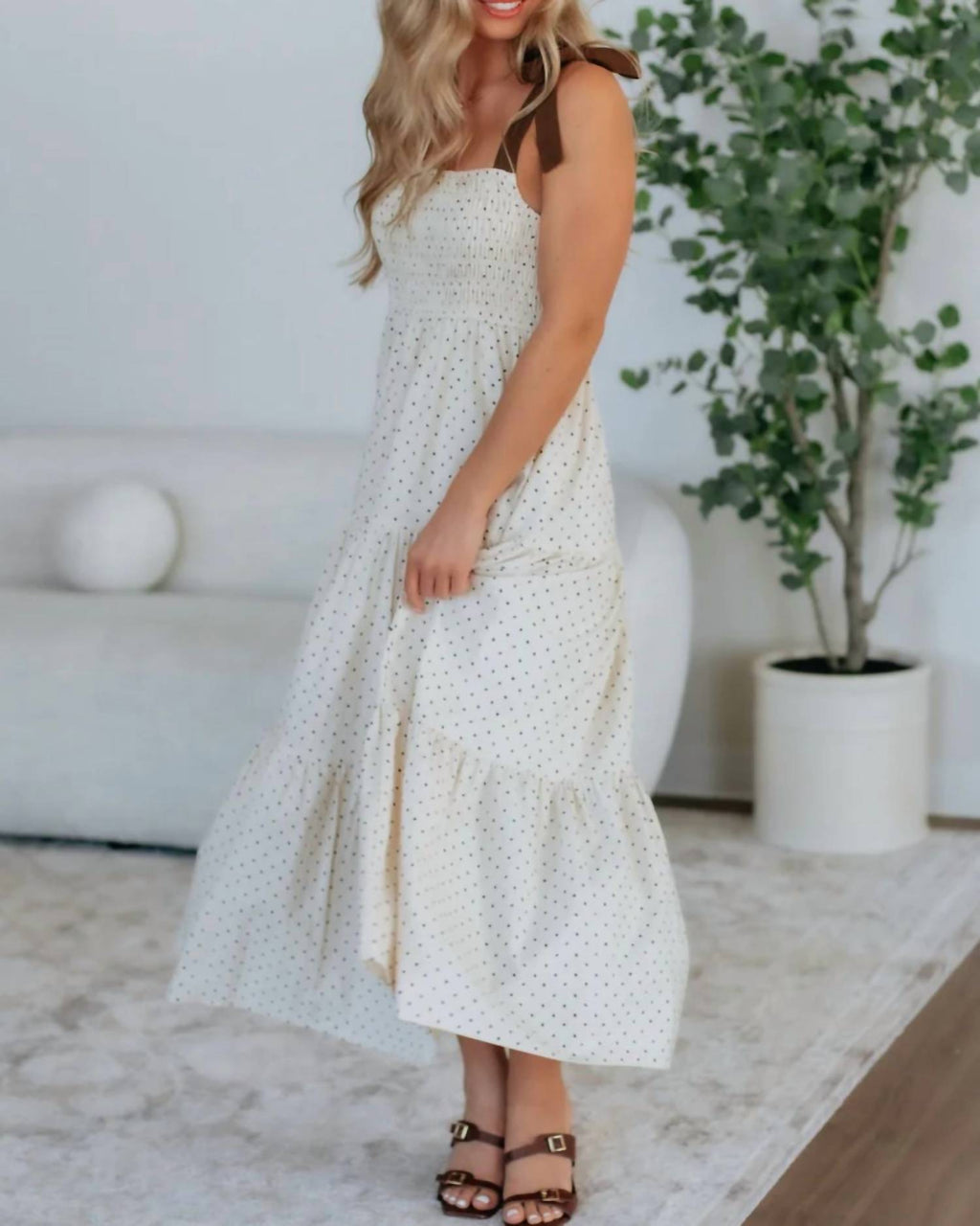 Wishlist - Tiered Polka Dot Maxi Dress