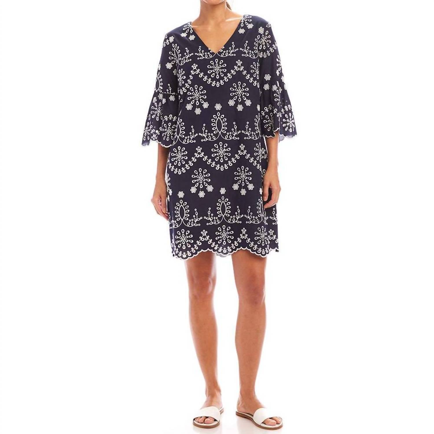 Karen Kane - Flare Sleeve Embroidered Dress