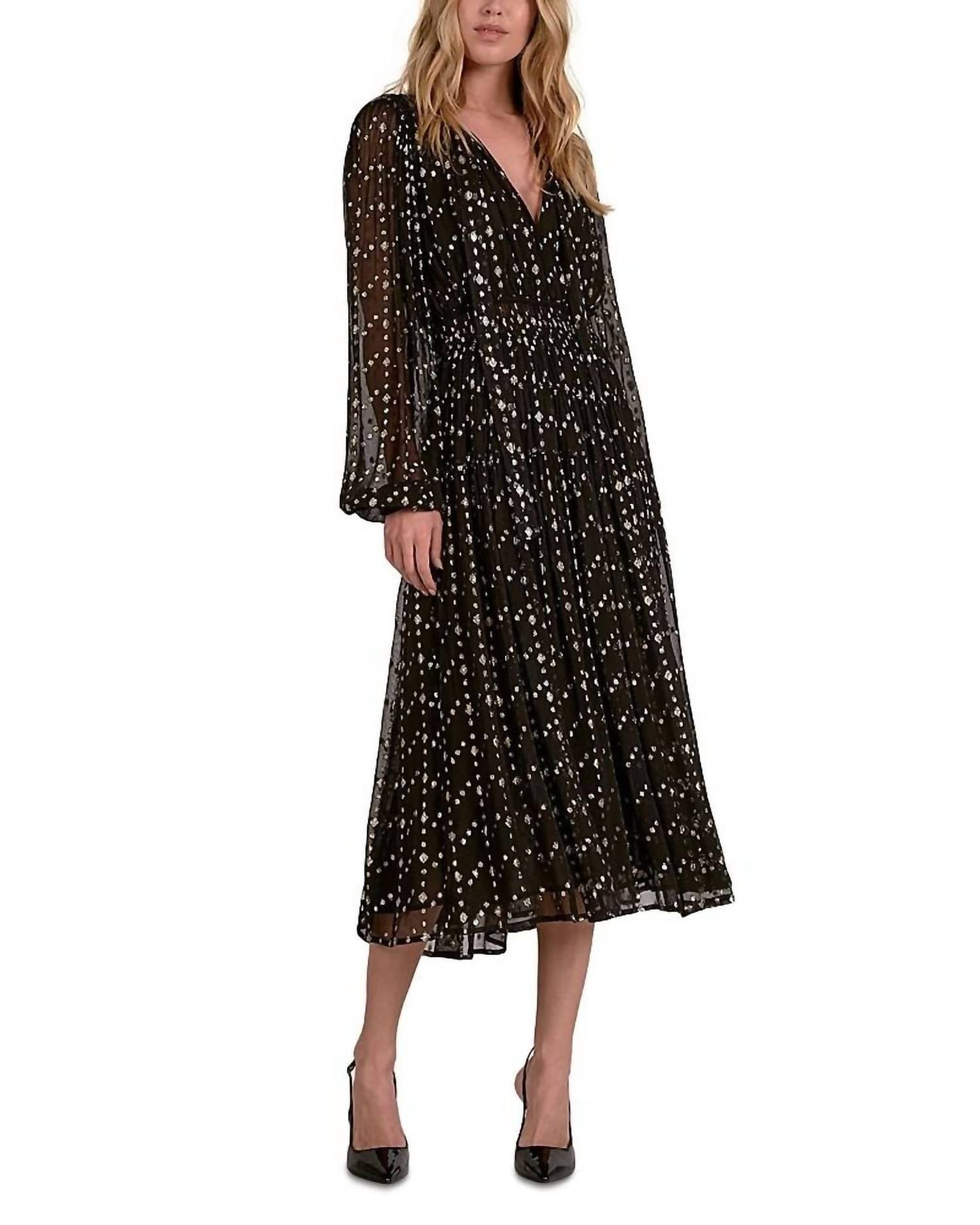 Elan - Geometric Print Long Sleeve Dress