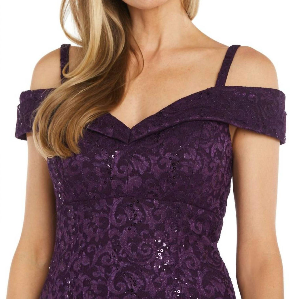 R&M Richards - Off The Shoulder Fishtail Evening Gown