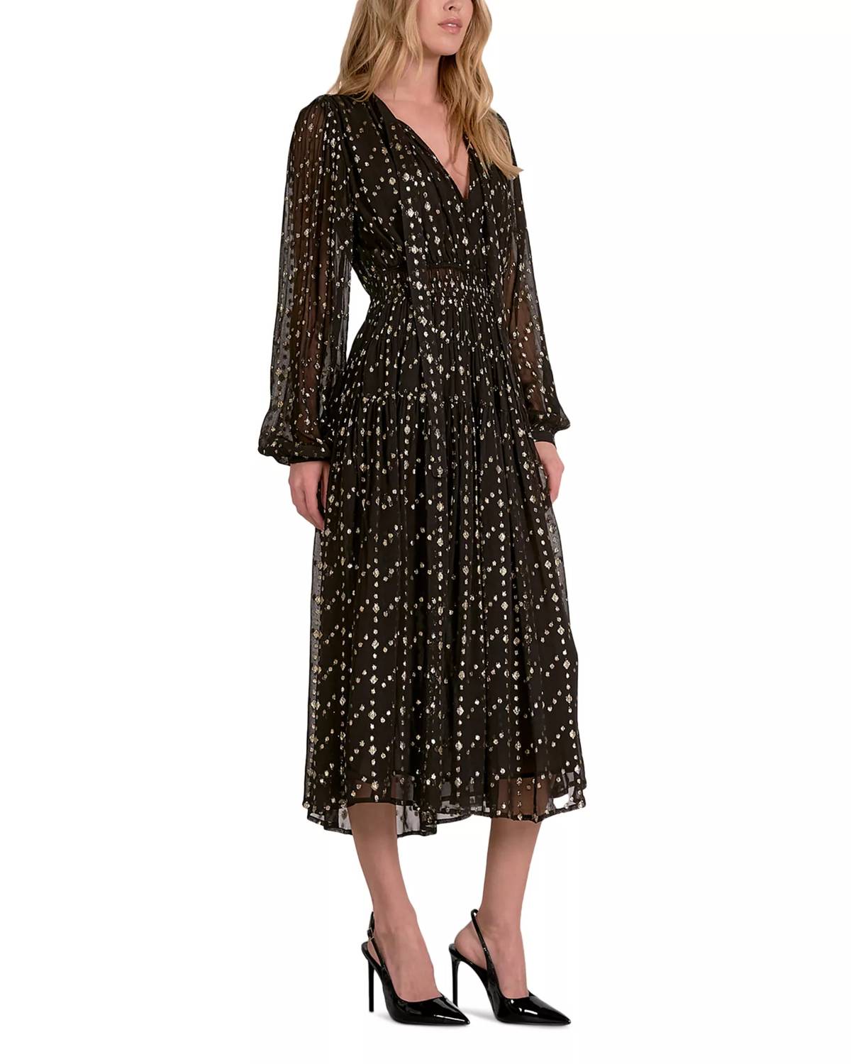 Elan - Geometric Print Long Sleeve Dress
