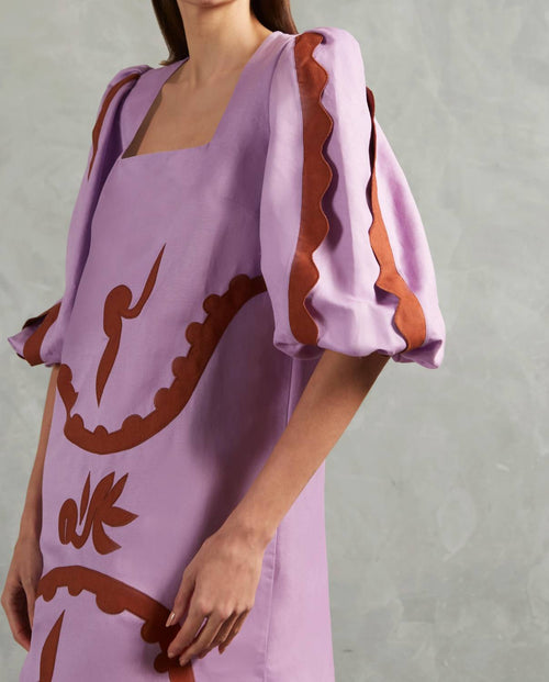 Adriana Degreas - Appliqu¨¦ Square Neck Midi Dress