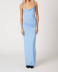 Cotton Candy La - Alina Draped Jersey Maxi Slit Party Dress