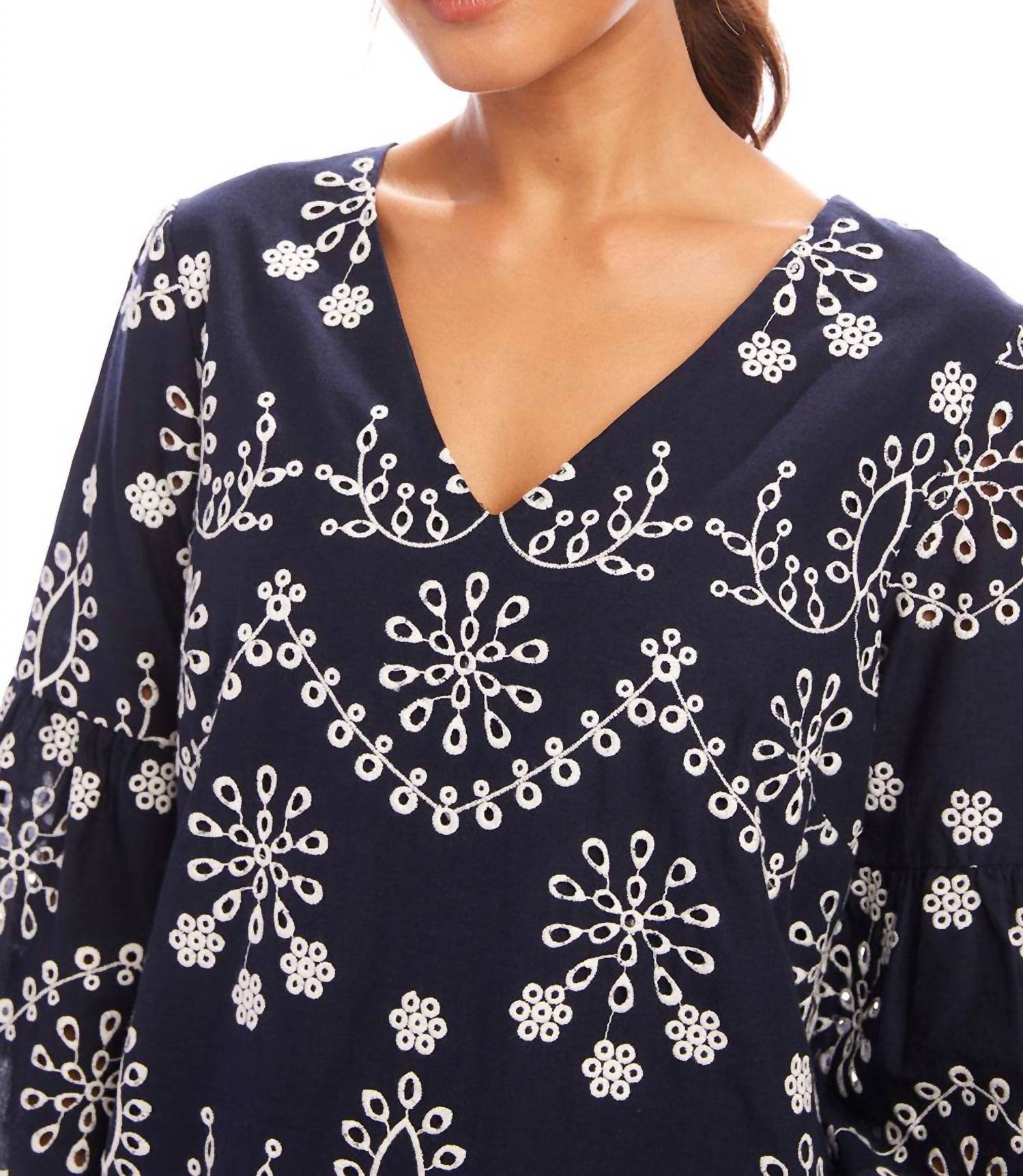Karen Kane - Flare Sleeve Embroidered Dress