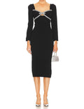Self-Portrait - Diamante Bow Midi Dress