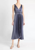Vince - Hand smocked pleated satin dress