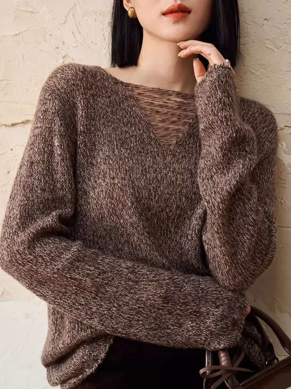 Mia Casual Crew Neck Hollow Knitted Top