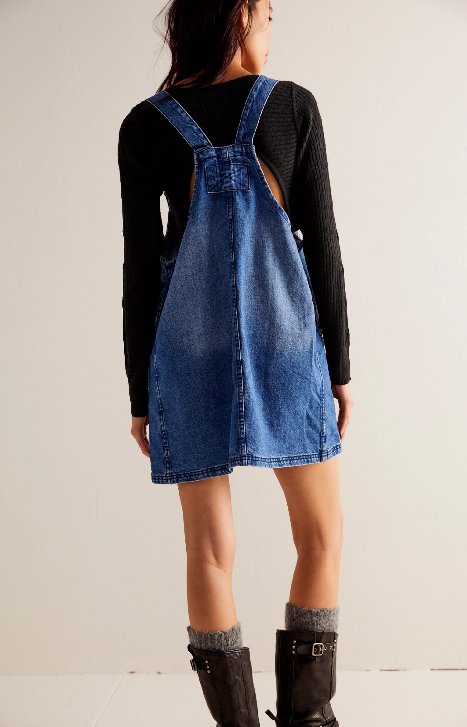 Sweetkama - Backroad Denim Overall Mini Dress