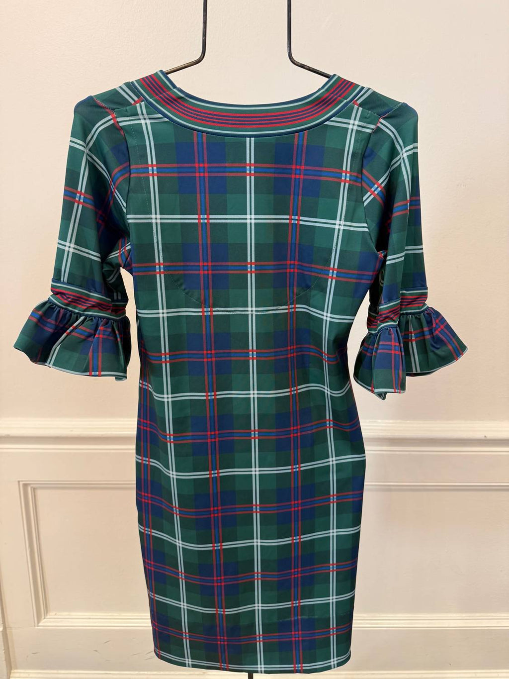 Gretchen Scott - Three-quarter Sleeve Plaid Mini Dress