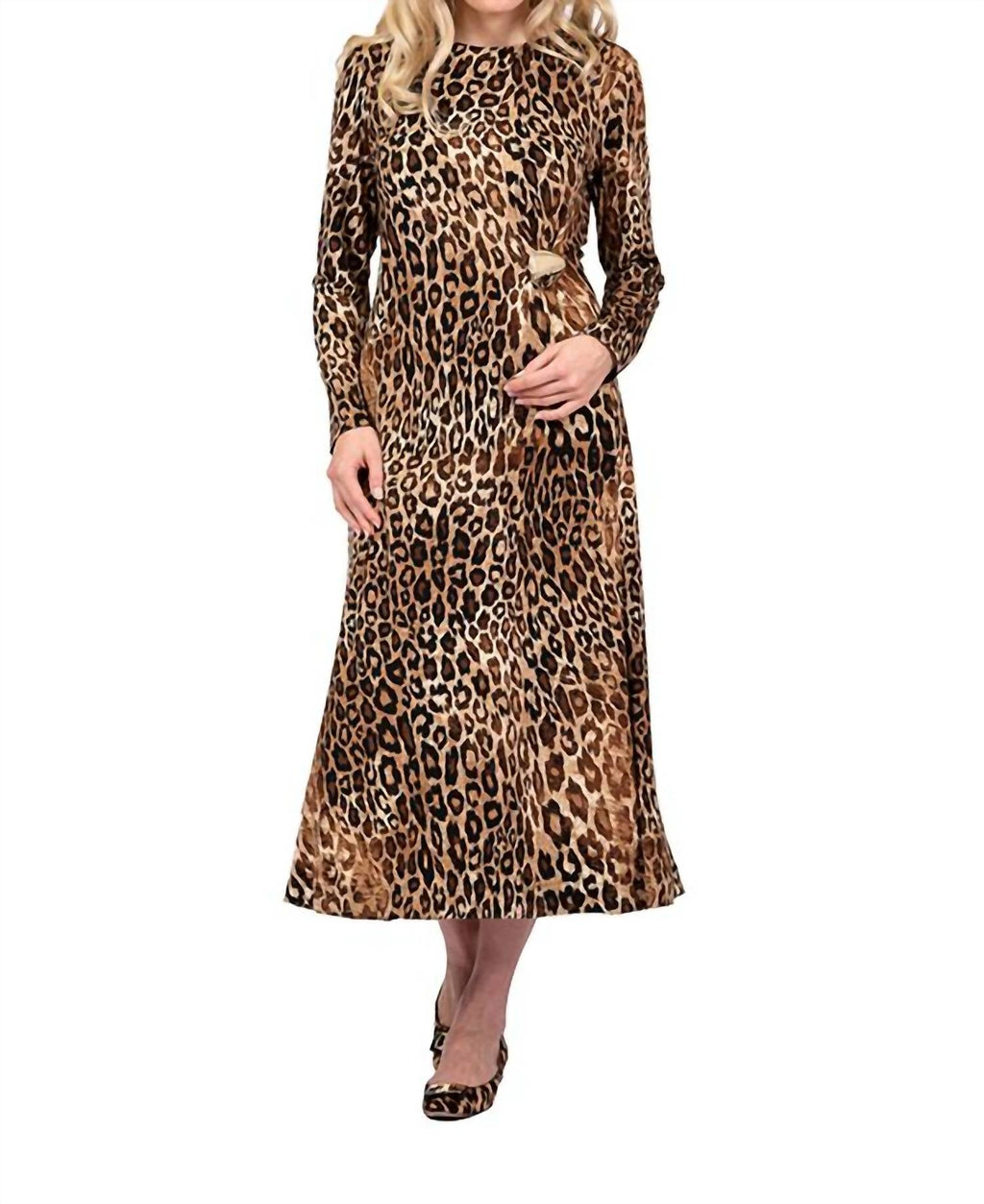 Scapa - Long-sleeve Dress With Clip Accessory