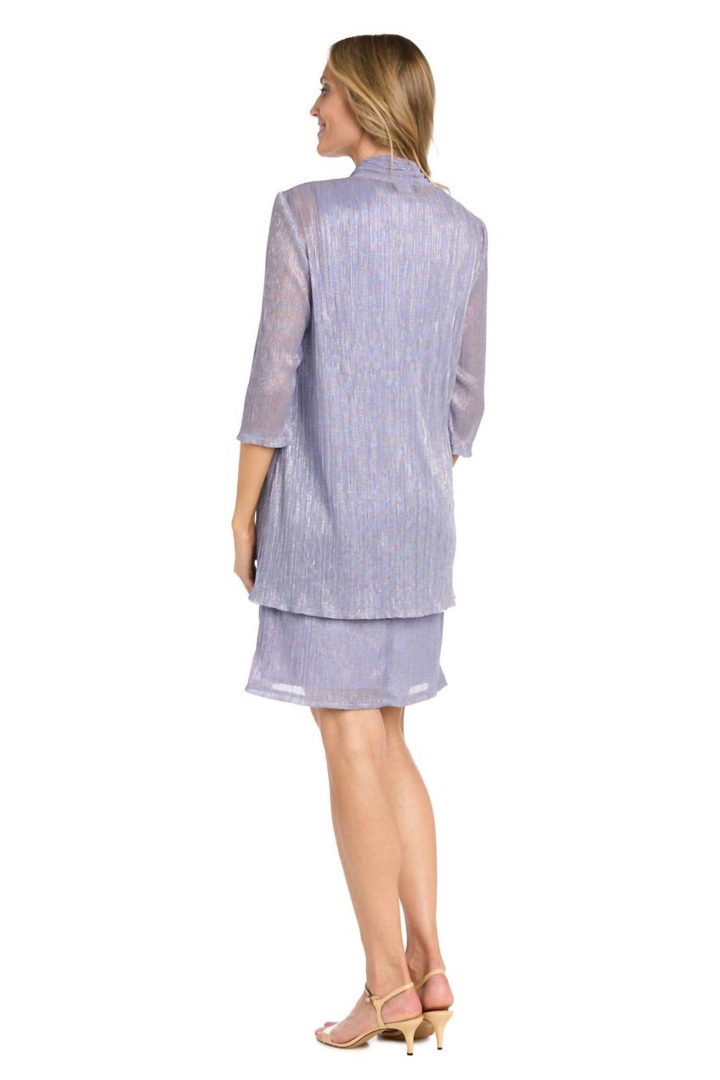 R&M Richards - Solid Metallic Jacket Dress Set