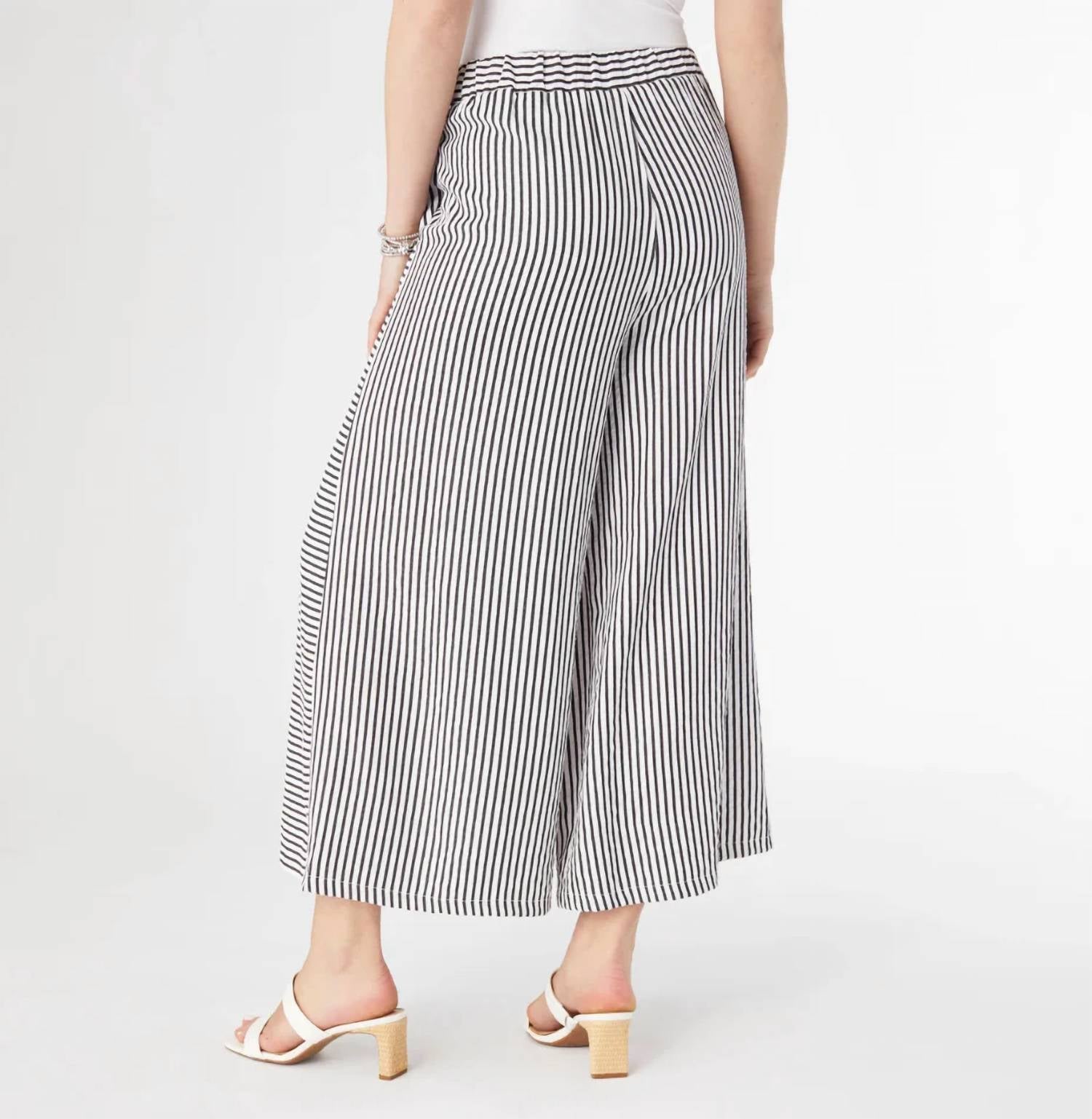 Coco + Carmen - Dahila Striped Textured Pants with Side Buttons