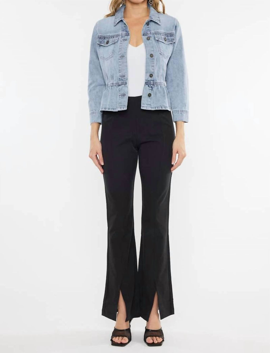 Kancan - Classic Fit Peplum Denim Jacket