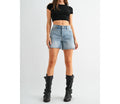 Mica Denim - High-rise Raw Hem Button Up Shorts
