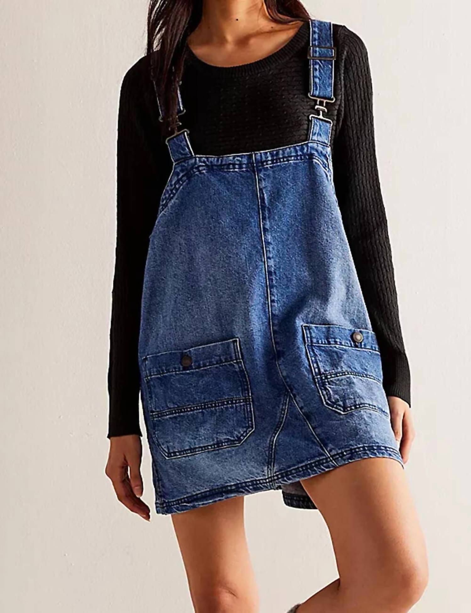 Sweetkama - Backroad Denim Overall Mini Dress