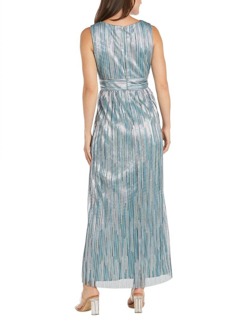 R&M Richards - Metallic Platter Dress With Removable Sheer-sleeve Jacket Set