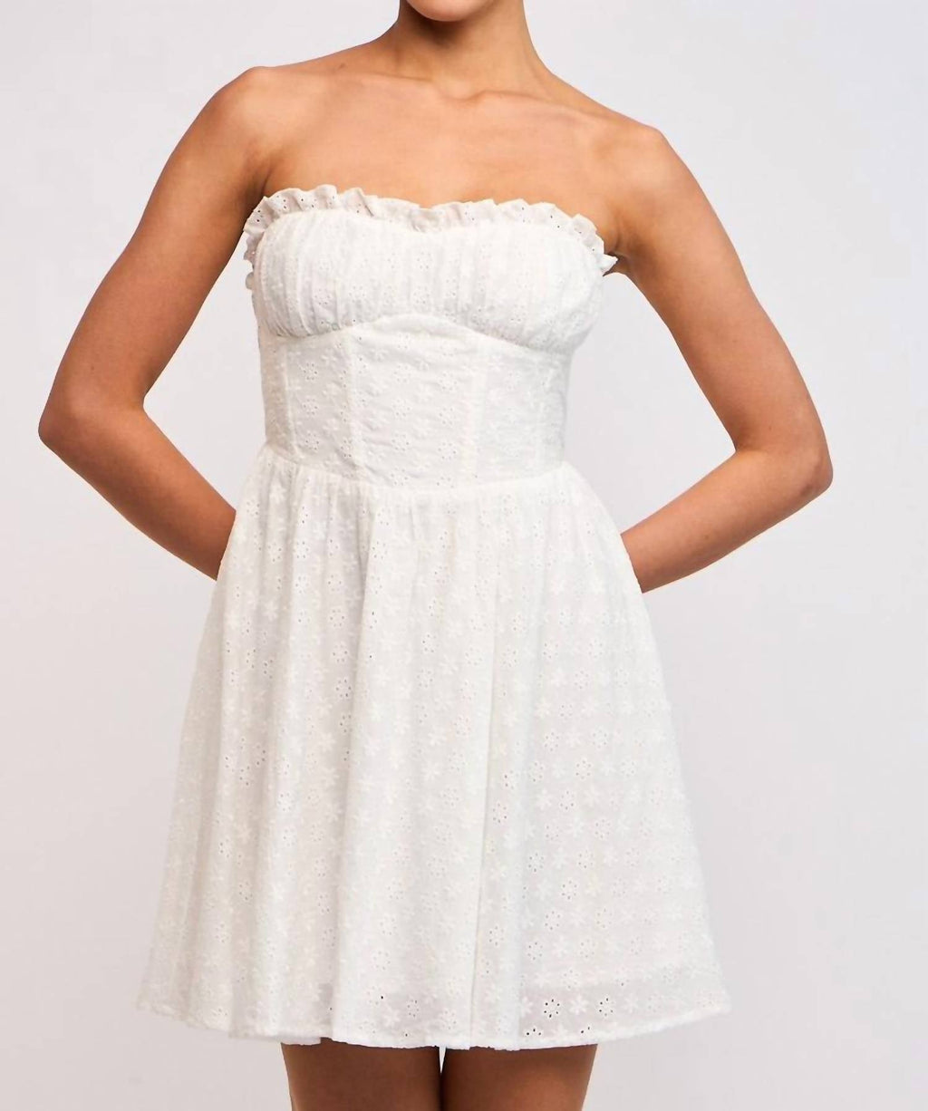 Sky To Moon - Women's Strapless Corset Eyelet Dress