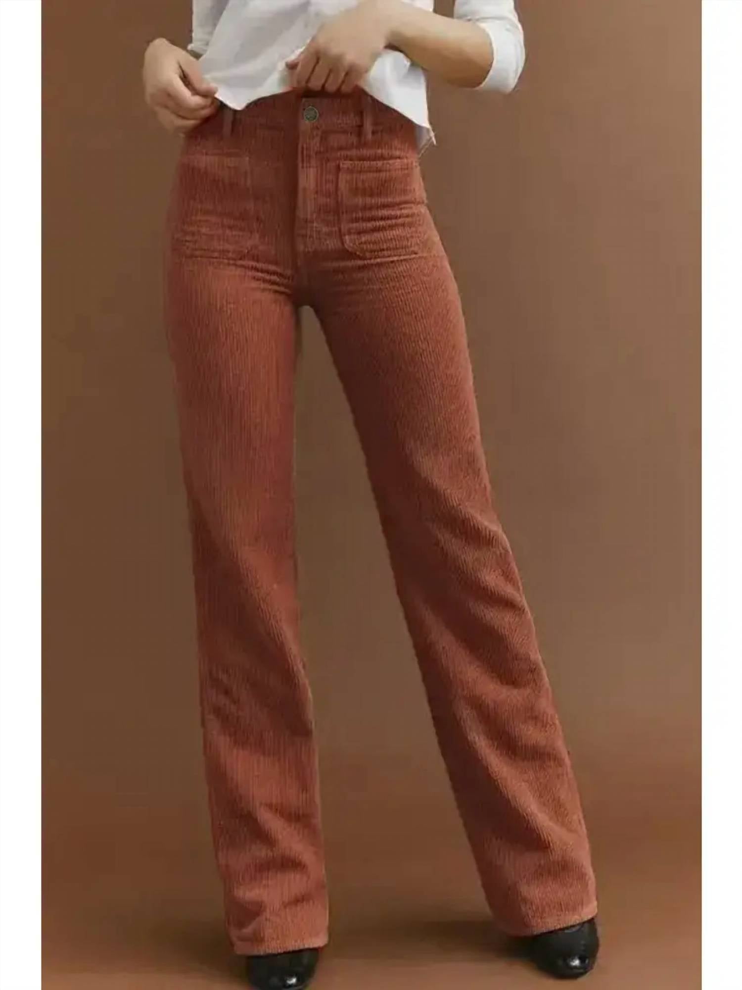 Epretty - CORDUROY HIGH WAISTED PANTS