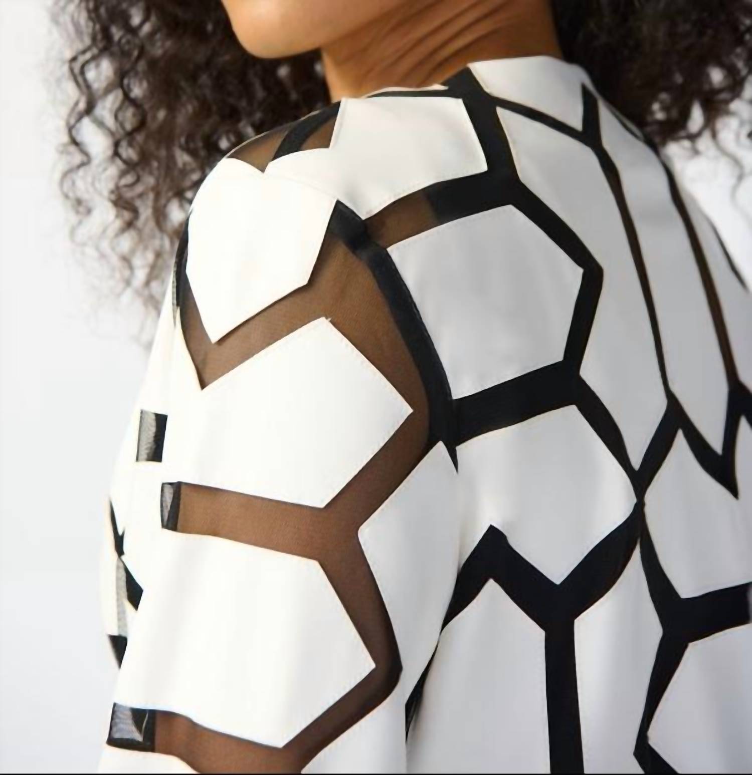 Joseph Ribkoff - Geometric Pattern Hip Length Coat