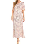 R&M Richards - One-shoulder Sequin Starburst Gown