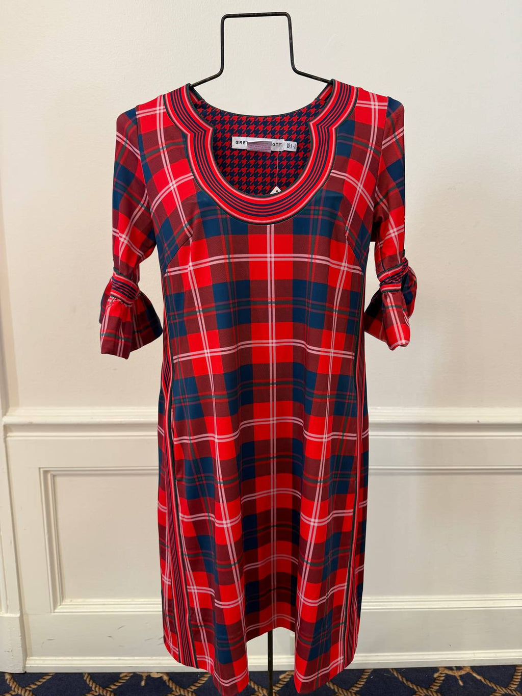 Gretchen Scott - Three-quarter Sleeve Plaid Mini Dress