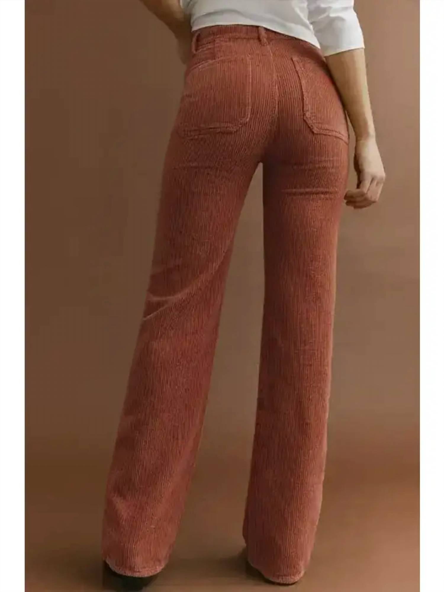 Epretty - CORDUROY HIGH WAISTED PANTS