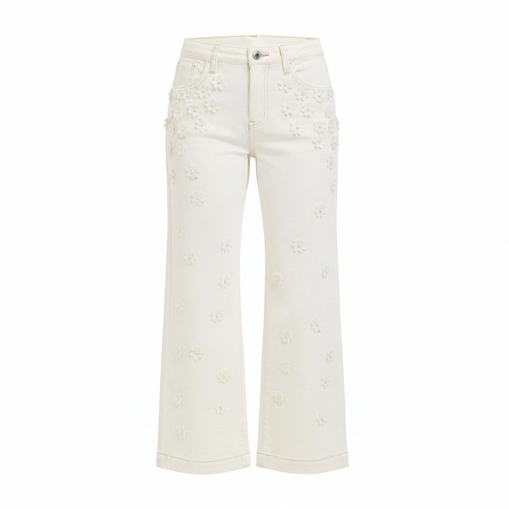 Risen - Dottie Floral Wide Leg Crop Denim Pants