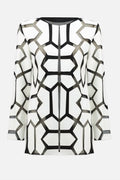 Joseph Ribkoff - Geometric Pattern Hip Length Coat