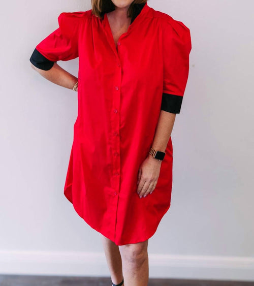 Adrienne - Ruffle Collar Shirt Dress