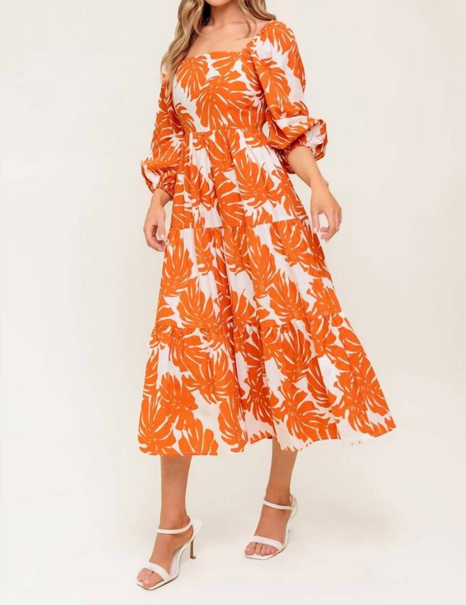 Flying Tomato - printed woven midi dress