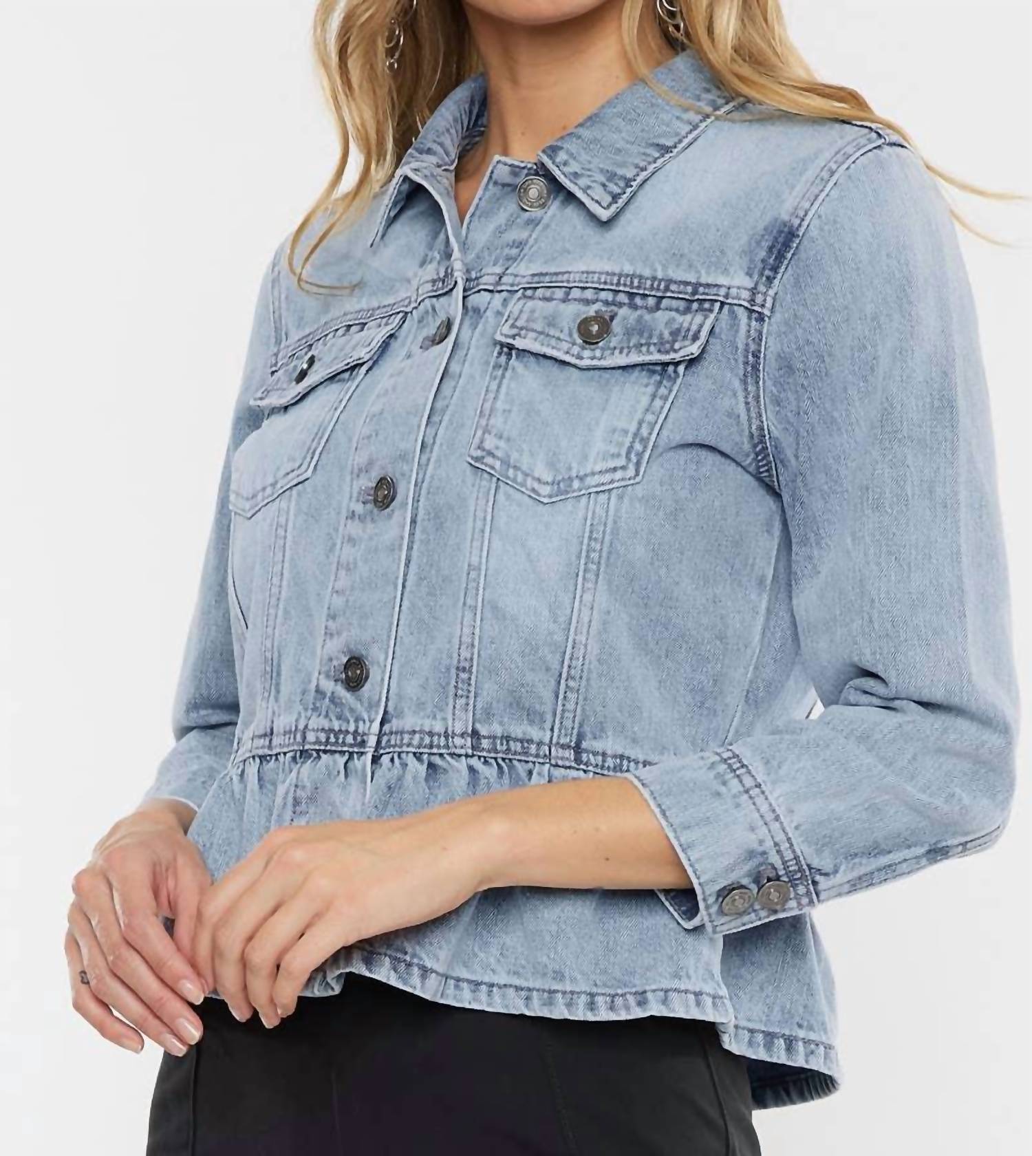 Kancan - Classic Fit Peplum Denim Jacket