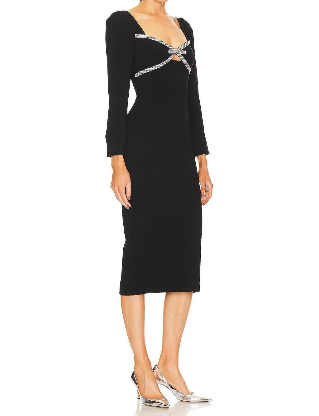 Self-Portrait - Diamante Bow Midi Dress