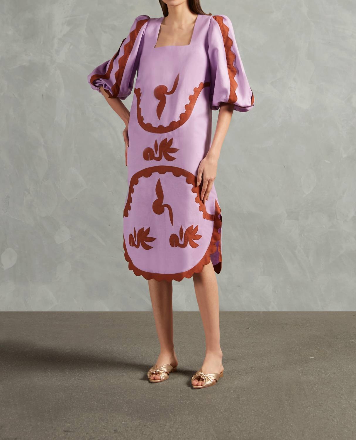 Adriana Degreas - Appliqu¨¦ Square Neck Midi Dress