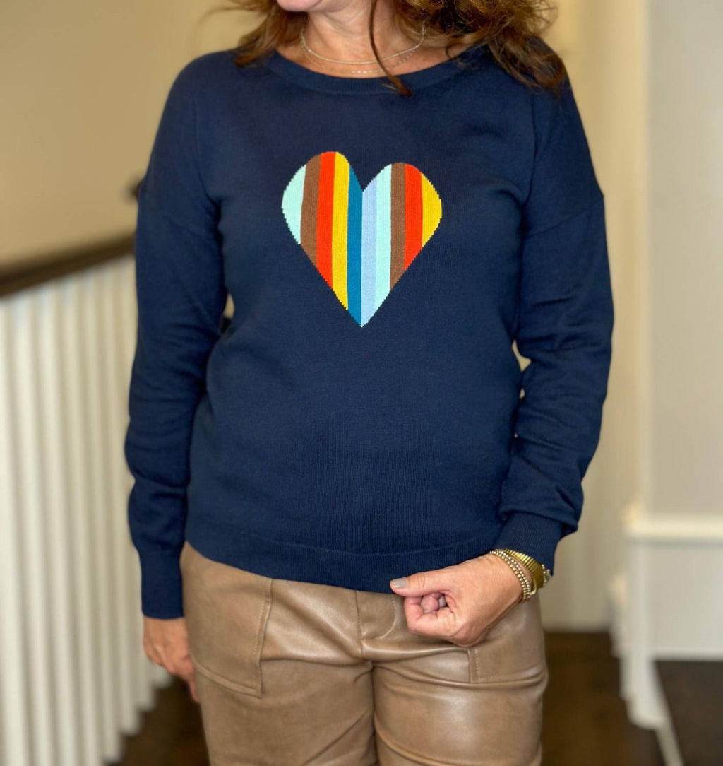 J. Society - Striped Heart Sweater