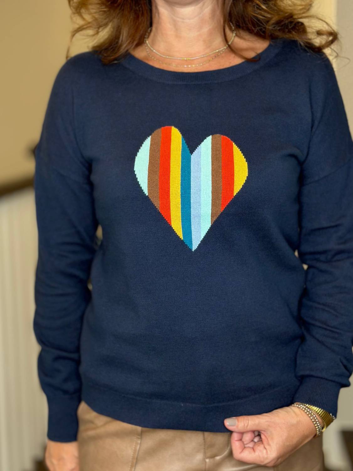 J. Society - Striped Heart Sweater