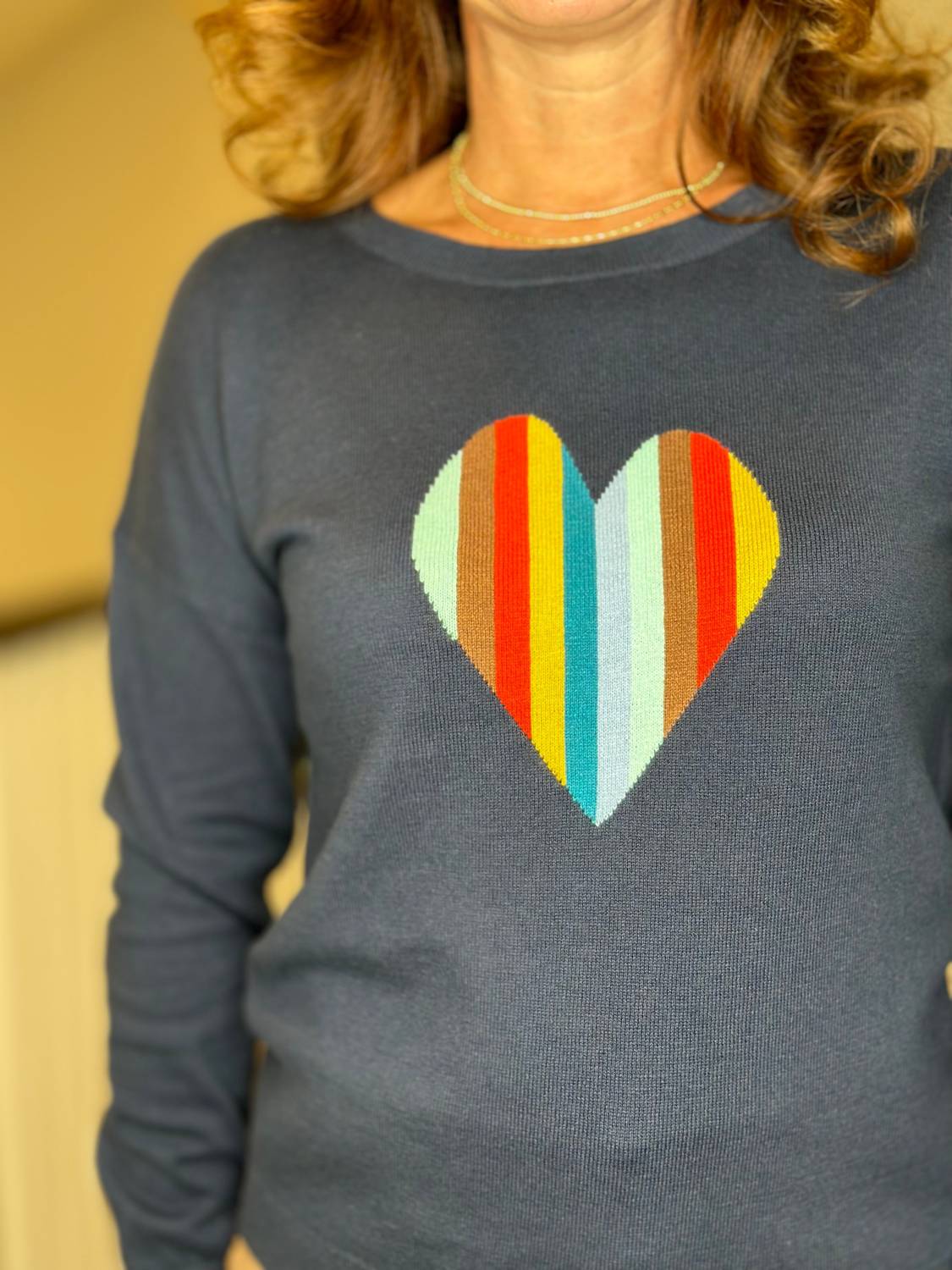J. Society - Striped Heart Sweater