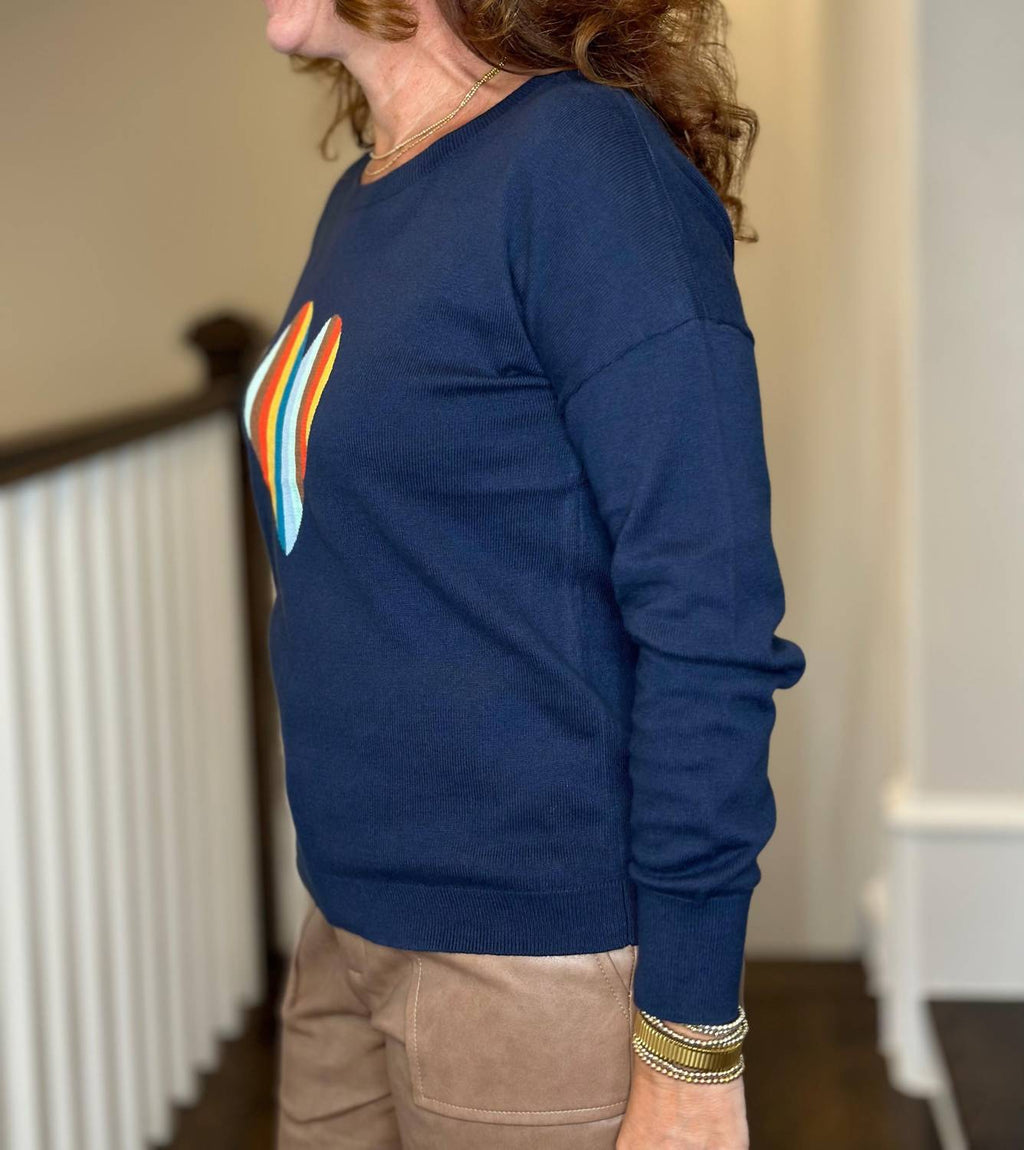 J. Society - Striped Heart Sweater